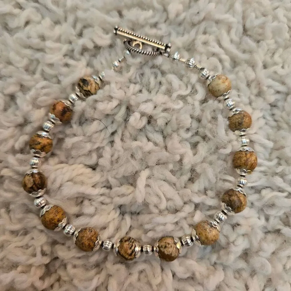 NEW Picture Jasper and Silver Bracelet